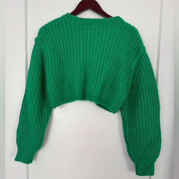 Zara Vibrant Green Knit Crop Top - Picture 5 of 9